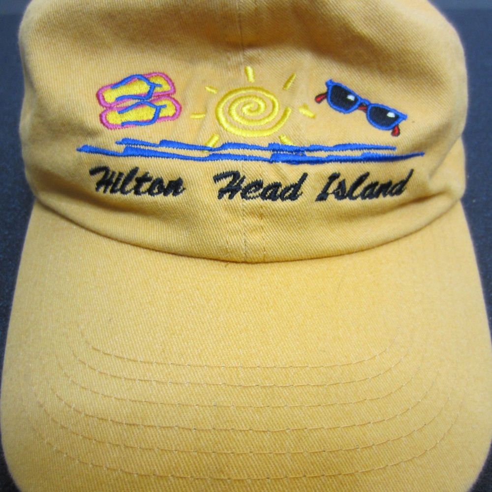 Hilton Head Island yellow embroidered baseball Head Shots KC caps-One size